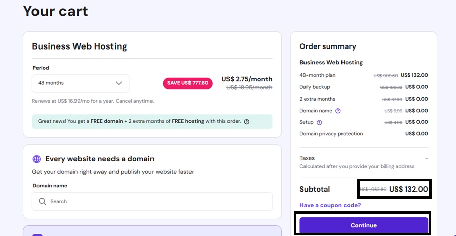 hostinger billing term